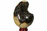 Septarian Dragon Egg Geode - Black Crystals #120933-1